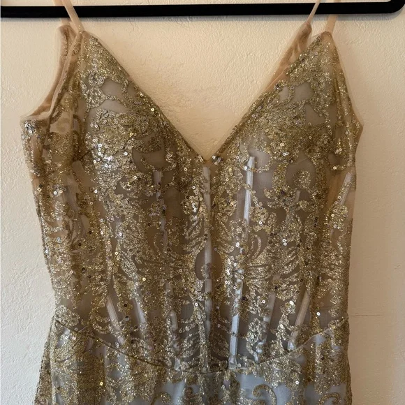 Glitter Print Mermaid Dress by Cinderella Divine J810 - Picture 5 of 14